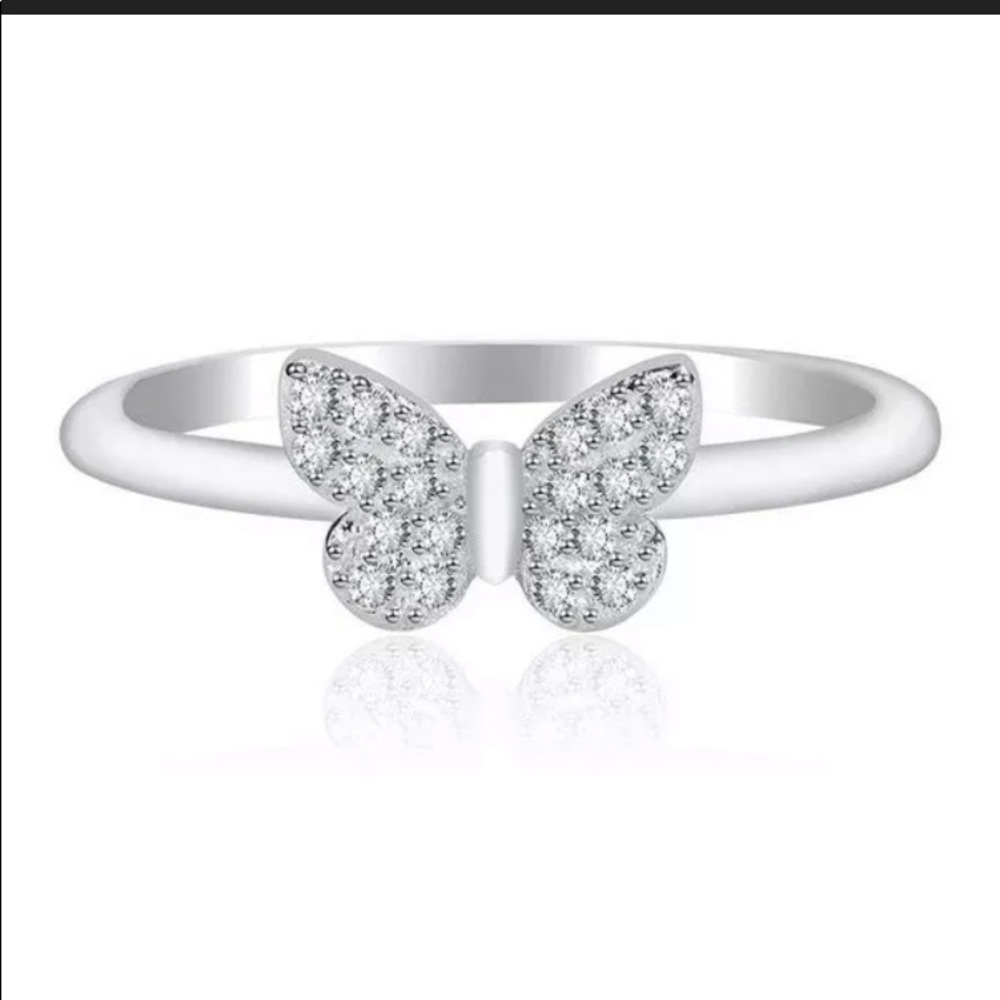 .925 Sterling Silver Topaz Butterfly Ring size 8 - Picture 2 of 6